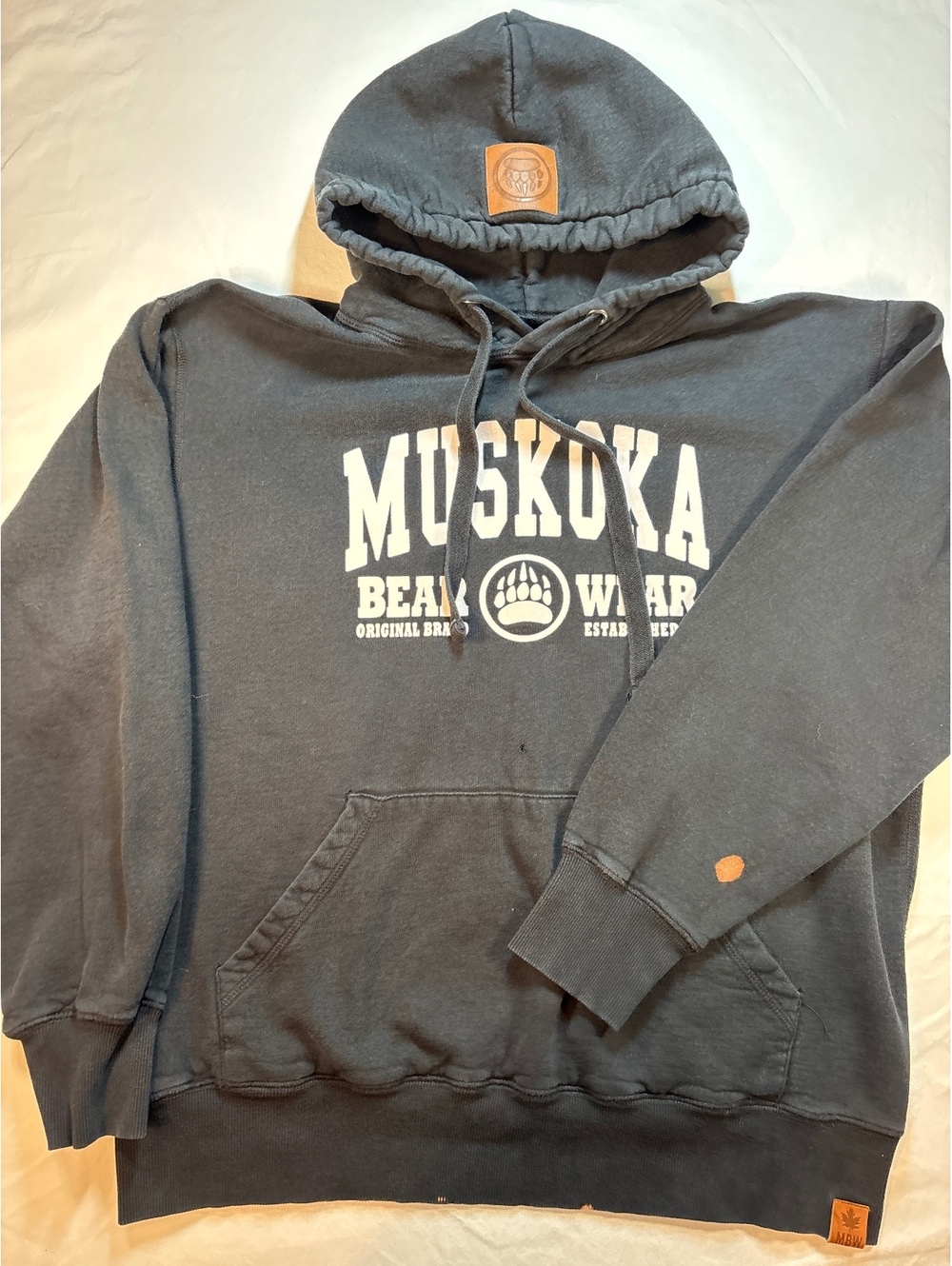 Y2K Black Hoodie Women’s XXL Muskoka Bear Wear Distressed
